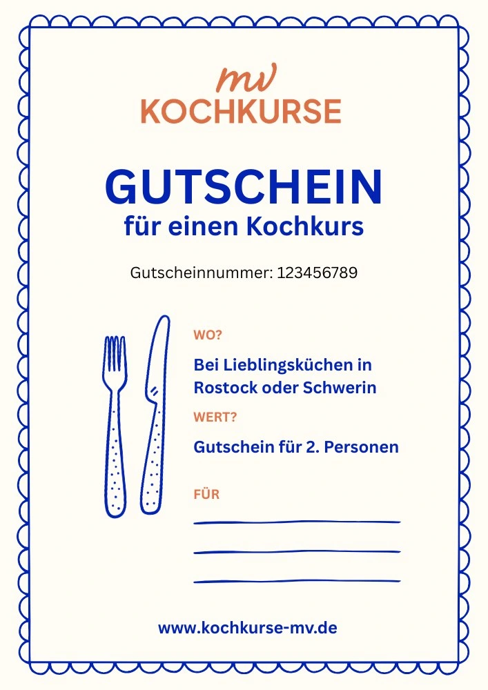 2 Personen GUTSCHEIN-MV-Kochkurse